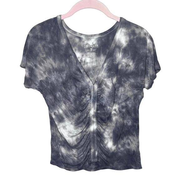 American Eagle Soft and Sexy Ruched Front V-Neck Short Sleeve Tee Size XS - Picture 1 of 3